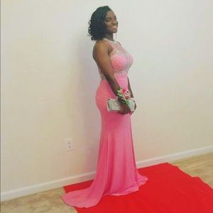 Pink Halter Top-Like Prom Dress